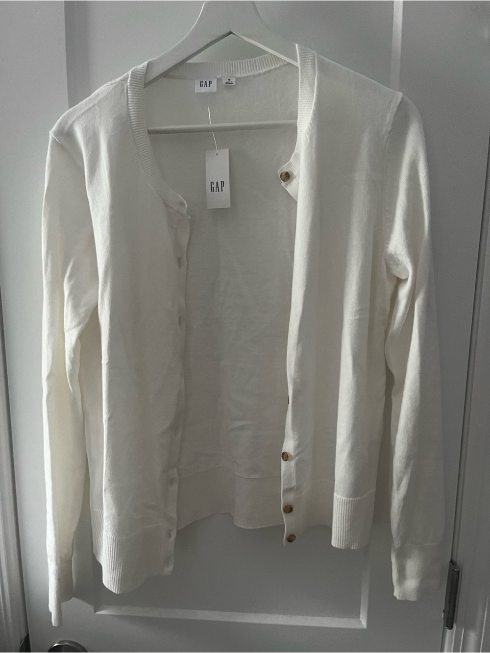 GAP Women's Cream Button-Down Lightweight Cardigan